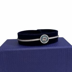 Swarovski Oxygen Blue Rhodium Plated Circular Bangle Bracelet